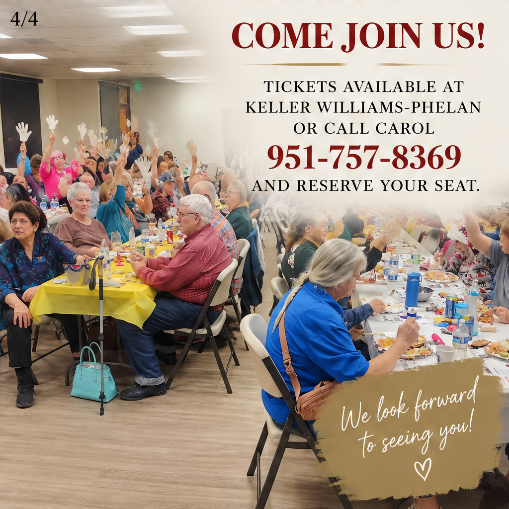 Come Join us for our 10th Annual QUARTERMANIA! Lots of fun, food and prizes. Tickets available at Keller Williams-Phelan or call Carol 951-757-8369 and reserve your seat. We look forward to s — slide 4 of 5