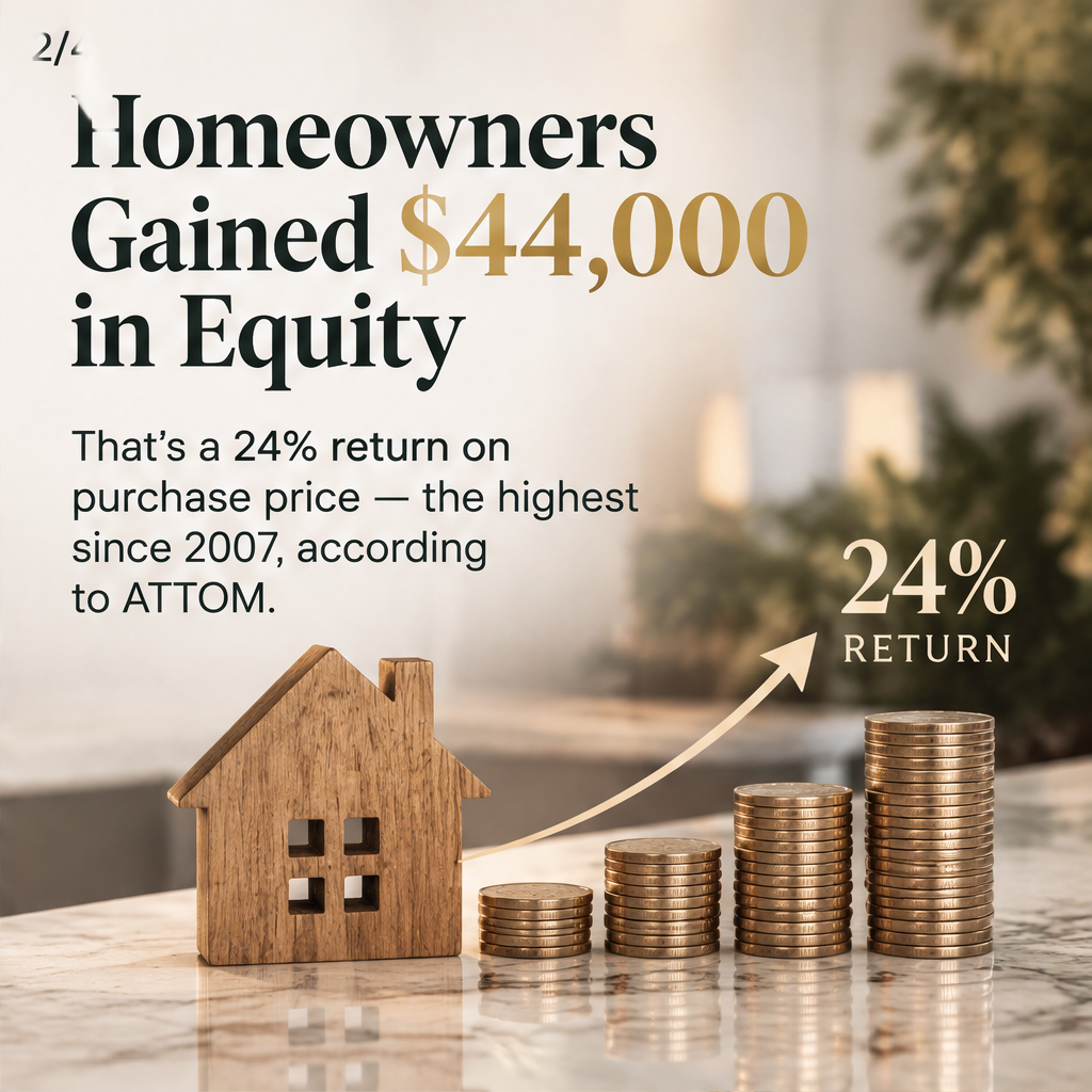 ATTOM: Average homeowner gains 24% return in equity since purchase — slide 2 of 5