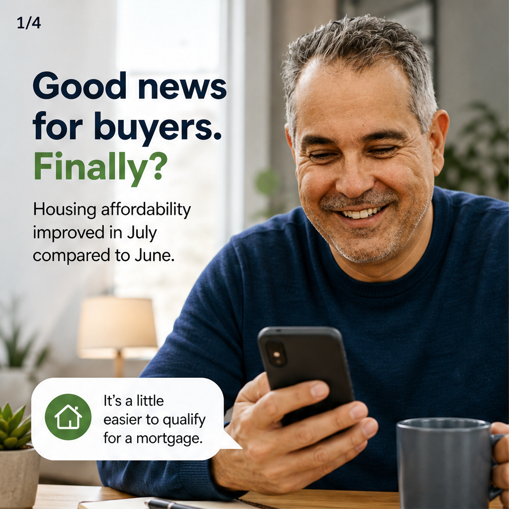 Housing affordability improved in July from June — slide 1 of 4