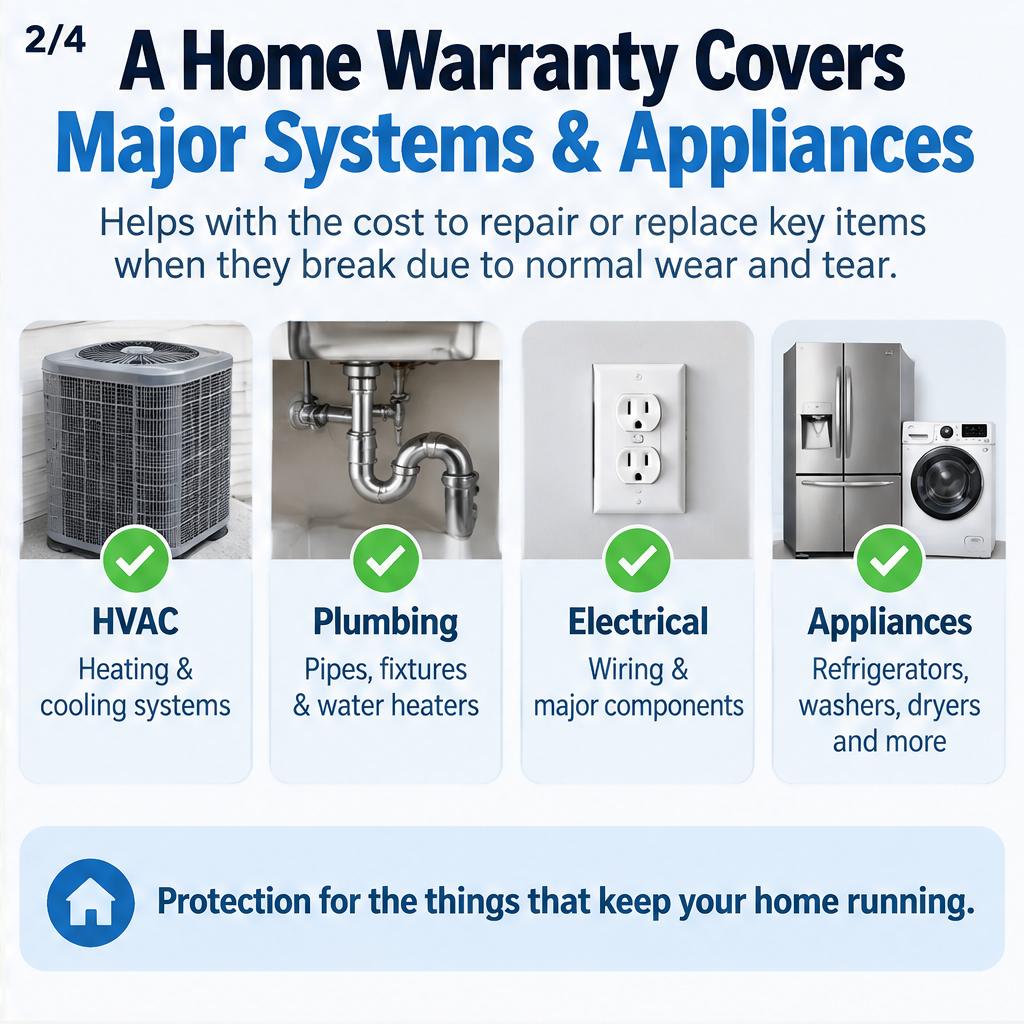 What does a home warranty cover and what's excluded? — slide 2 of 5