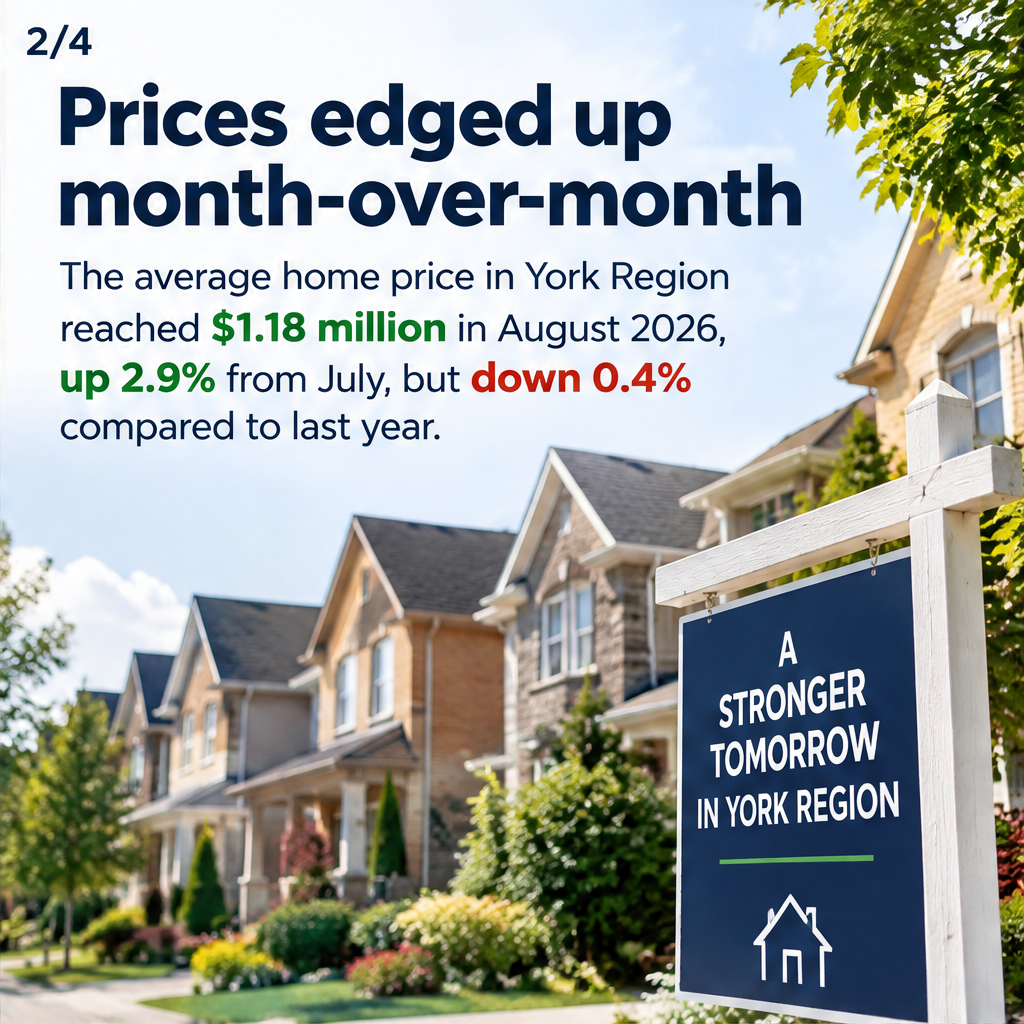 York Region home prices jump 2.9 per cent to $1.18 million in August 2026 — slide 2 of 5