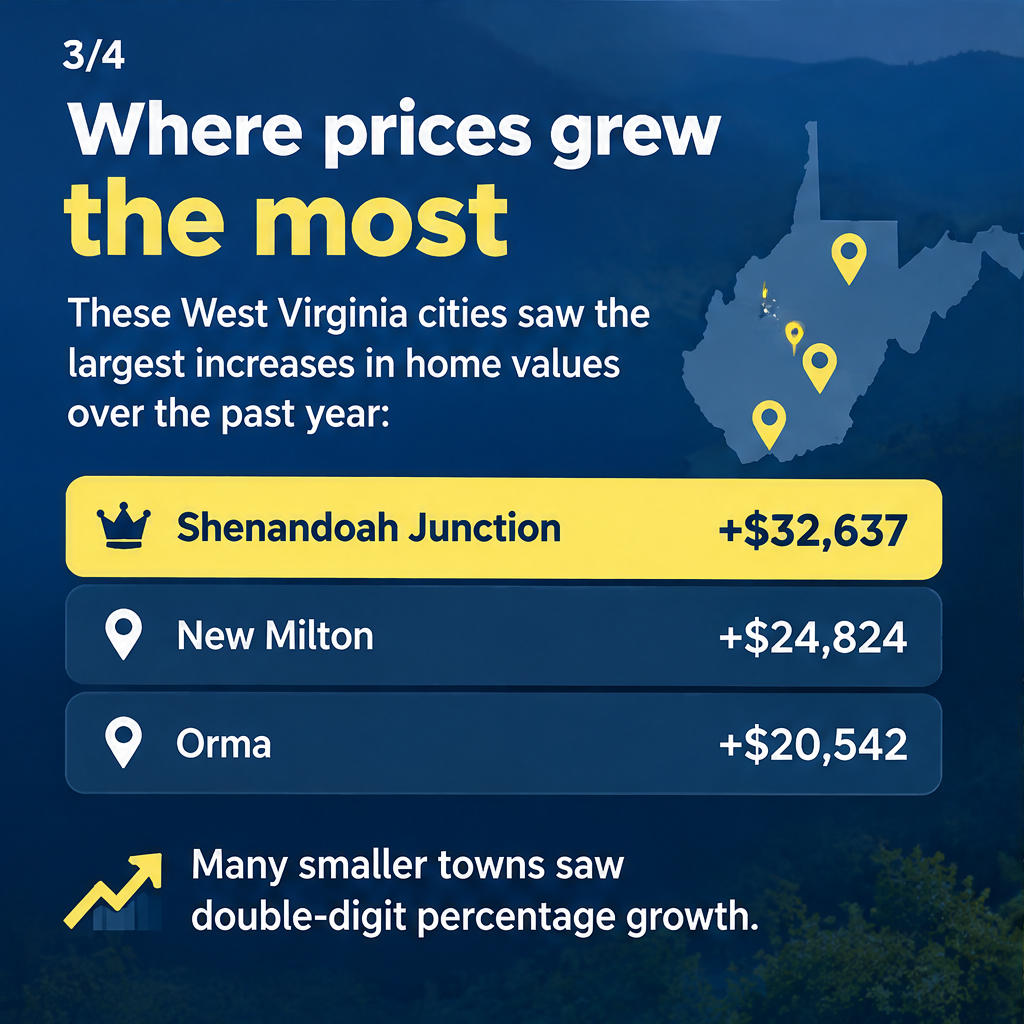 Cities with the fastest-growing home prices in West Virginia — slide 3 of 5