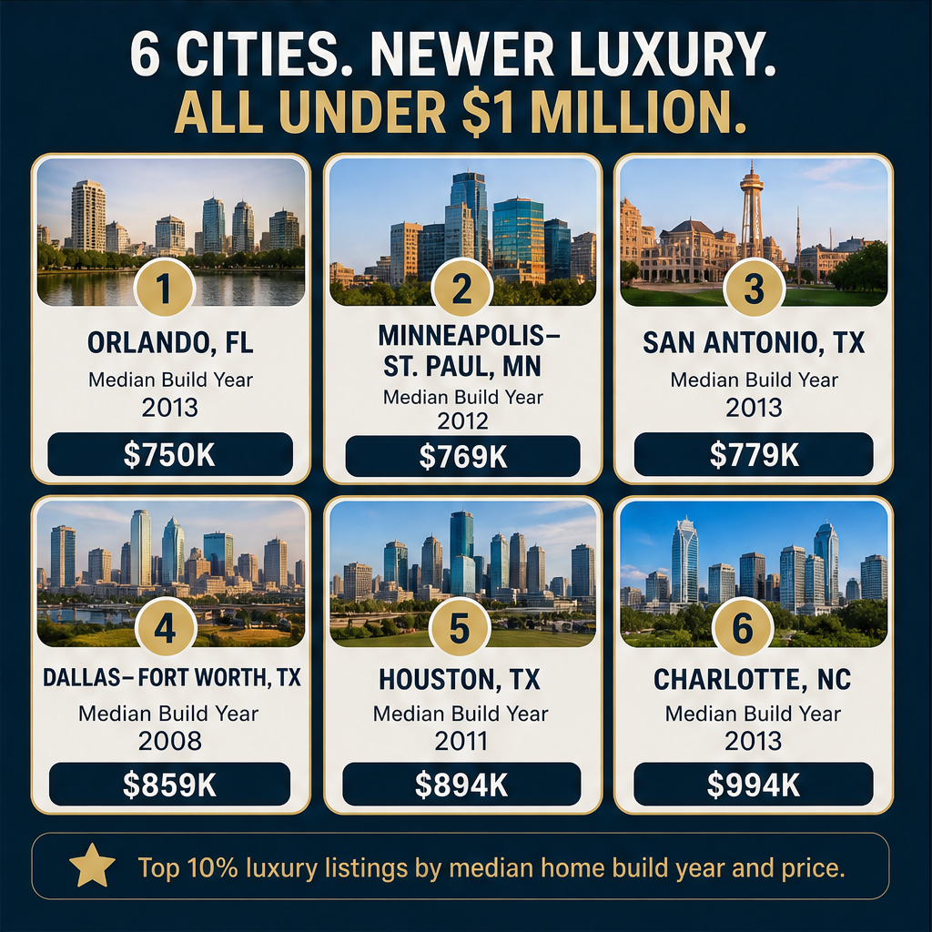 U.S. Cities With Newer Luxury Homes Priced Below $1 Million in 2026 — slide 3 of 5