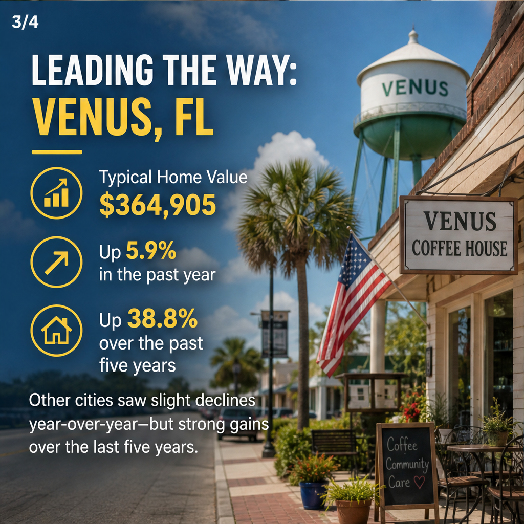 Cities with the fastest-growing home prices in the Sebring metro area — slide 3 of 5