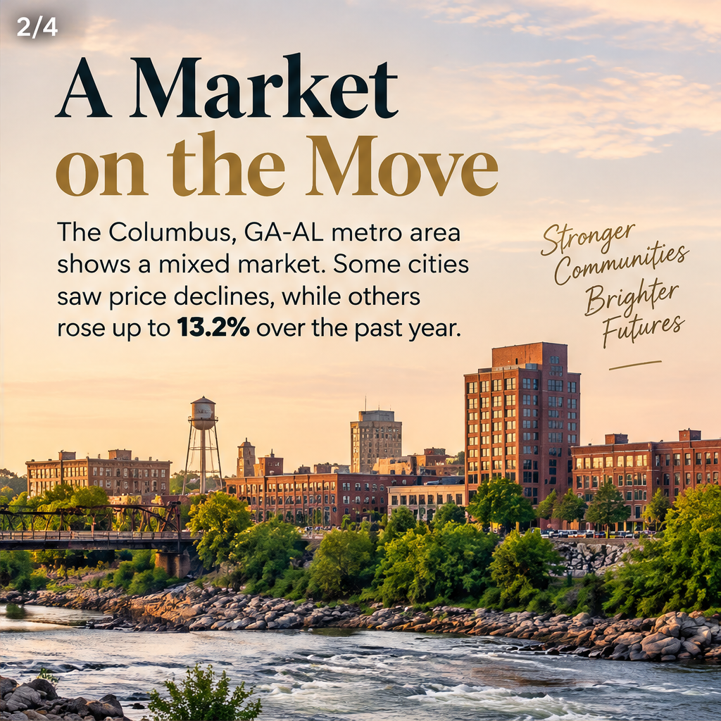 Cities with the fastest-growing home prices in the Columbus, Georgia metro area — slide 2 of 4