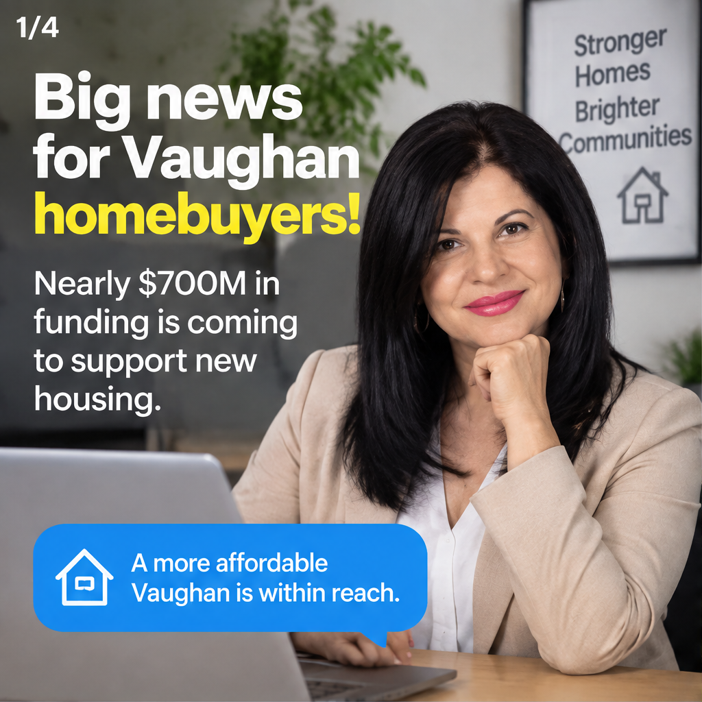 Vaughan receives nearly $700M in housing infrastructure funding as part of provincial-federal development charge reduction policy — slide 1 of 5