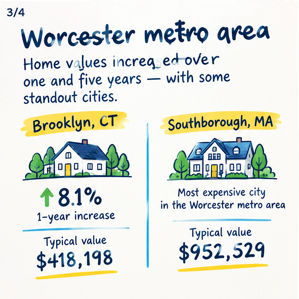 Cities with the fastest-growing home prices in the Worcester metro area — slide 3 of 4
