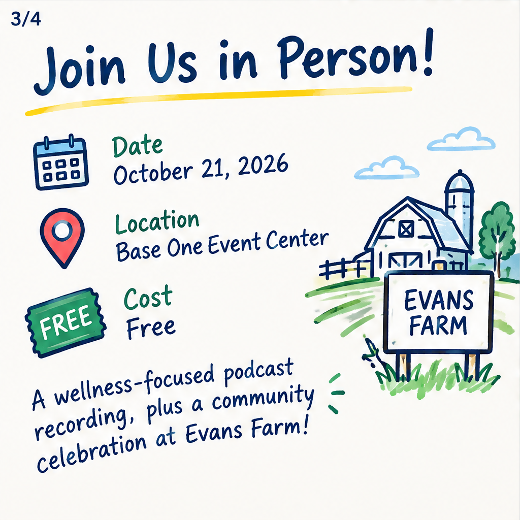 Asking For A Friend: Live Podcast Recording | Evans Farm Wellness Series — slide 3 of 5